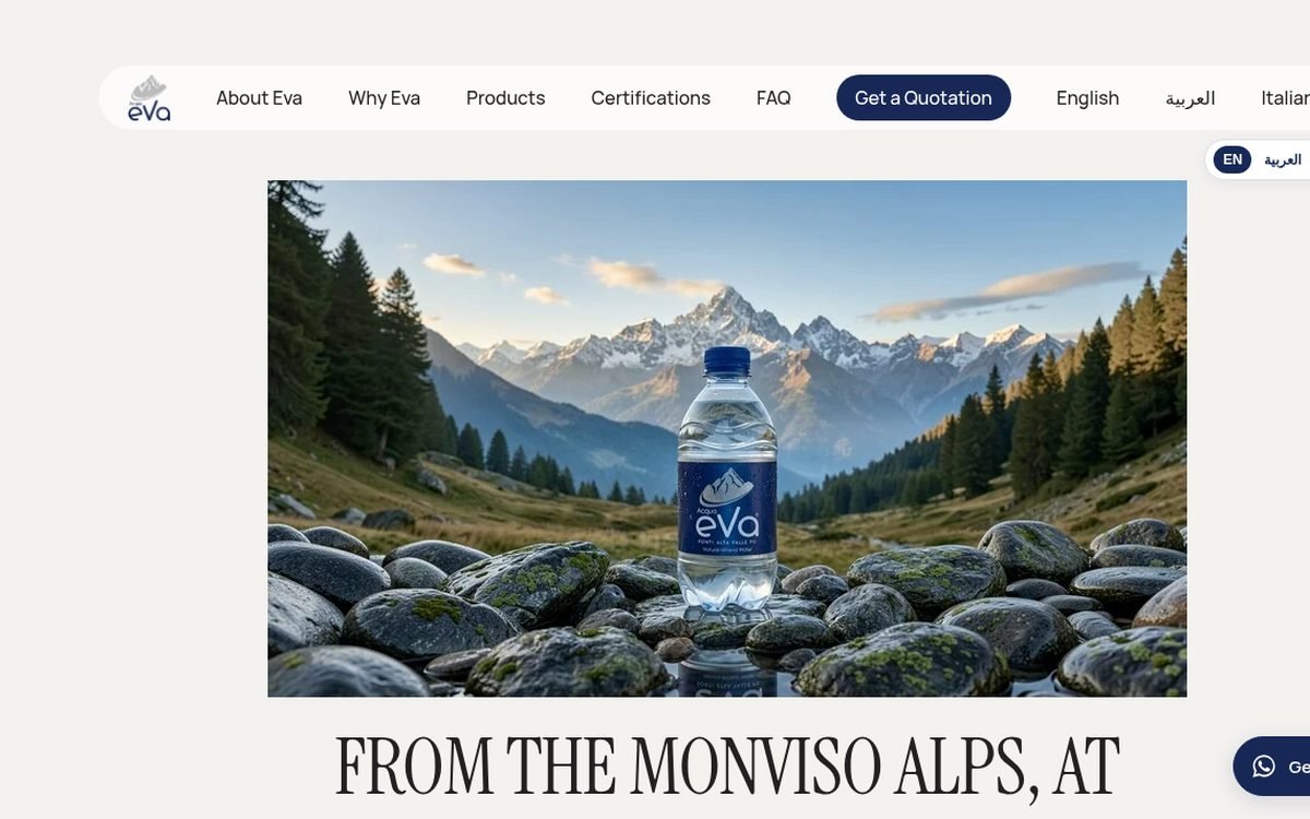 Eva Water website